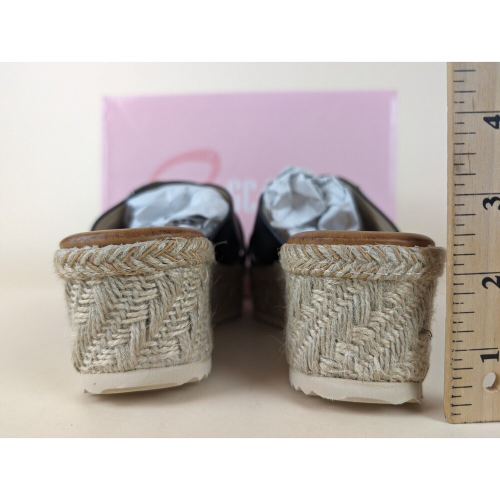 GC Shoes Lindsey Espadrille Wedge Sandals Womens 6 M Black Buckle Strap NWB - Picture 9 of 13